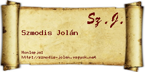 Szmodis Jolán névjegykártya